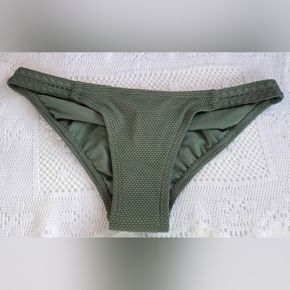Nwt Xhilaration Pique Textured Olive Green Cheeky Hipster Bikini Bottom XS